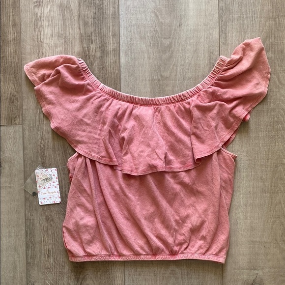 Pink Off-Shoulder Ruffle Top - free people - Picture 3 of 4